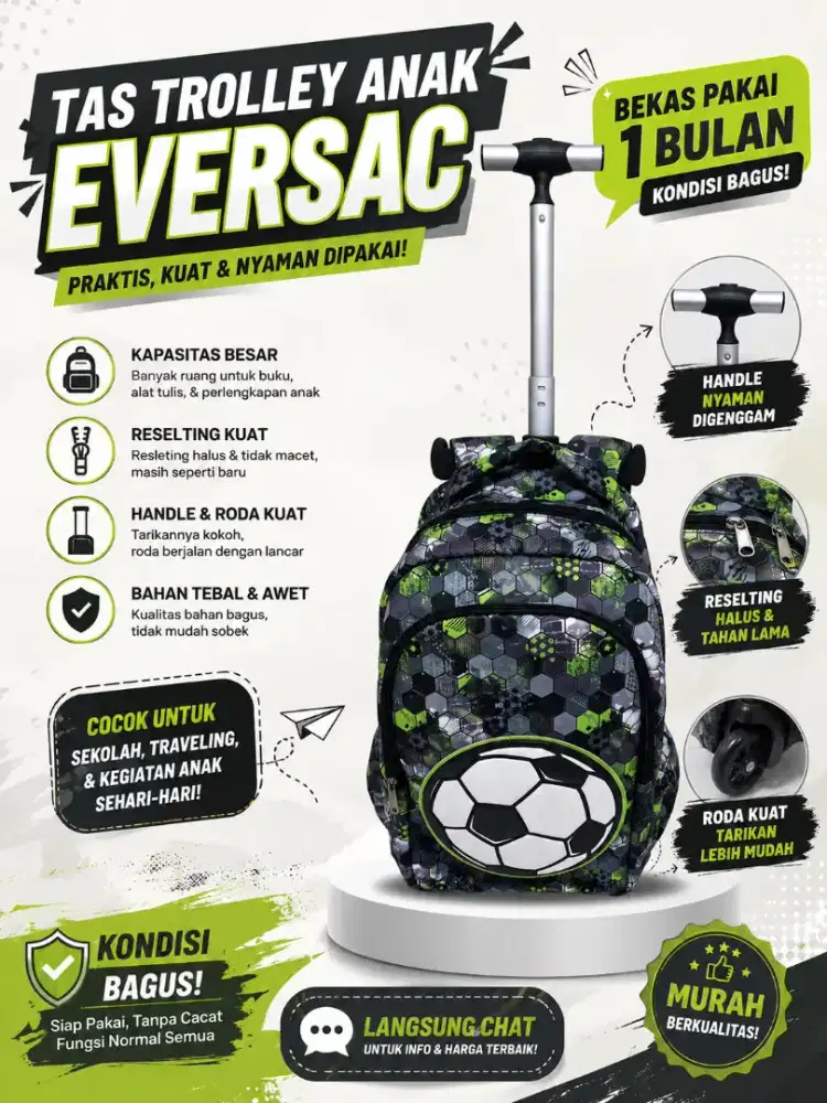 Tas Trolley Anak EVERSAC – Bekas Pakai 1 Bulan