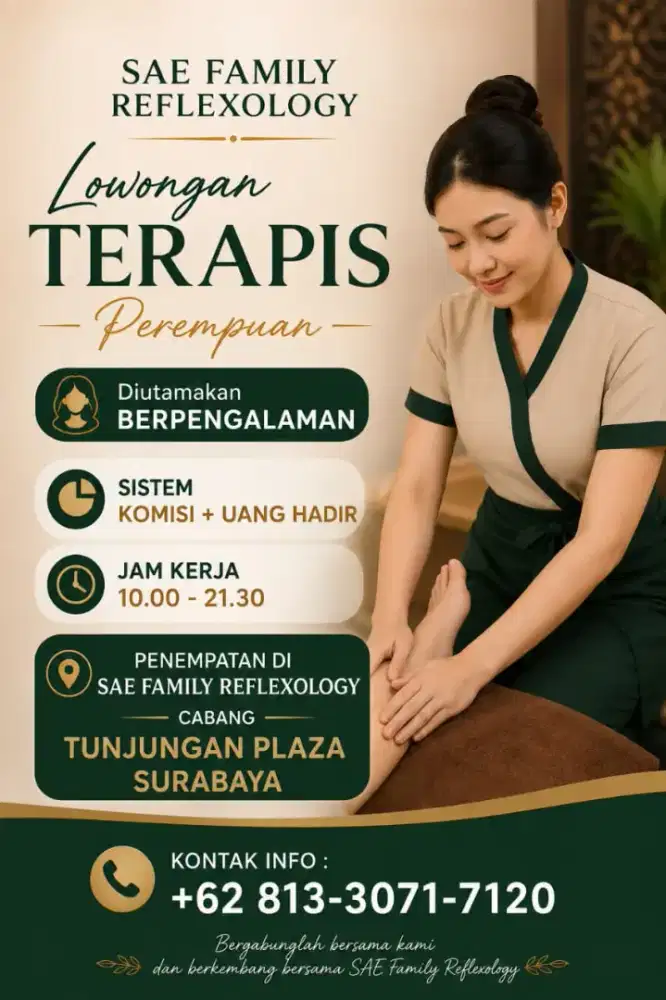 Dicari Terapis Perempuan dan Terapis Laki