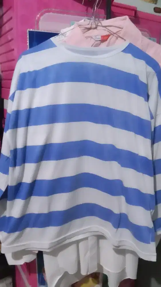 baju kaos tangan panjang garis'