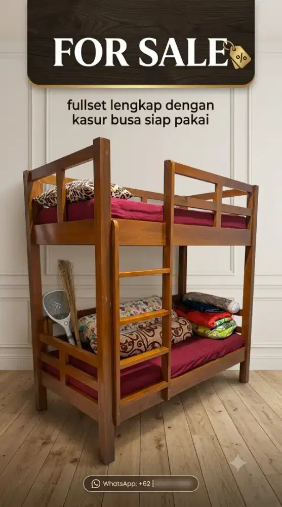 Kasur Dipan Kayu Jati Tingkat untuk Anak