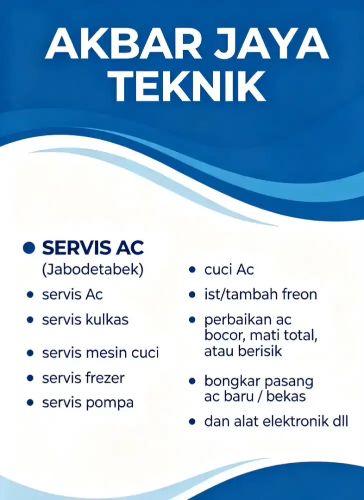 Jasa panggilan service AC kulkas mesin cuci flezer pompa air dll