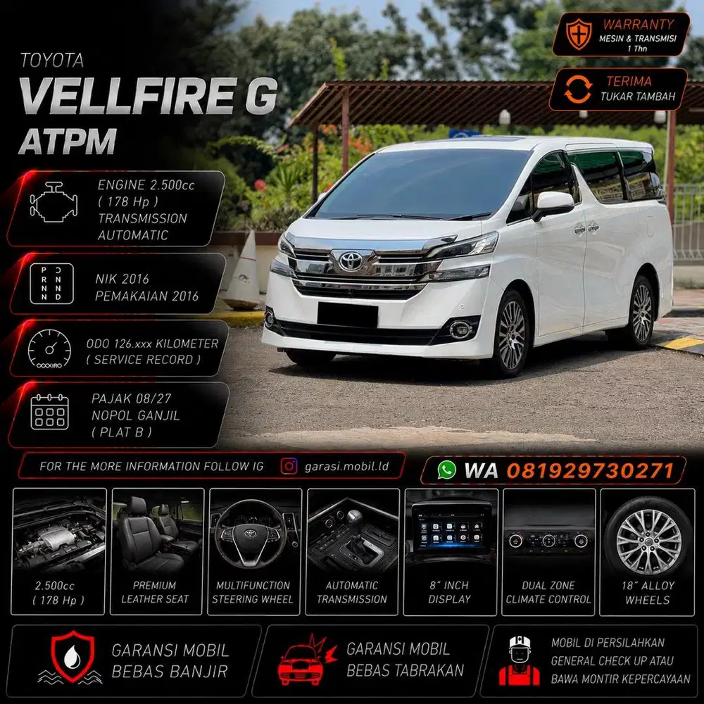 Toyota Vellfire 2.5 G ATPM 2016