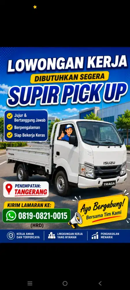 Lowongan Supir Pick Up