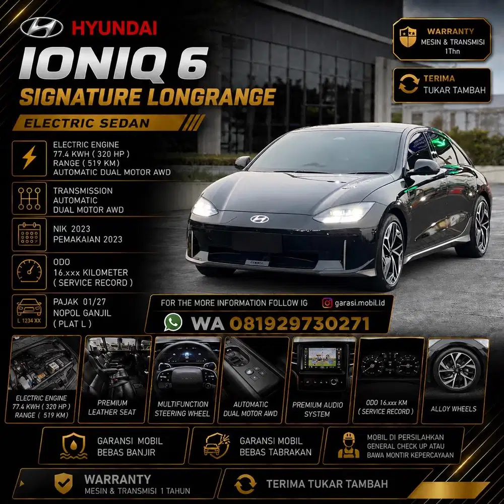 Hyundai Ioniq 6 Signature LongRange 2023 / Odo 16rbu Kilometer