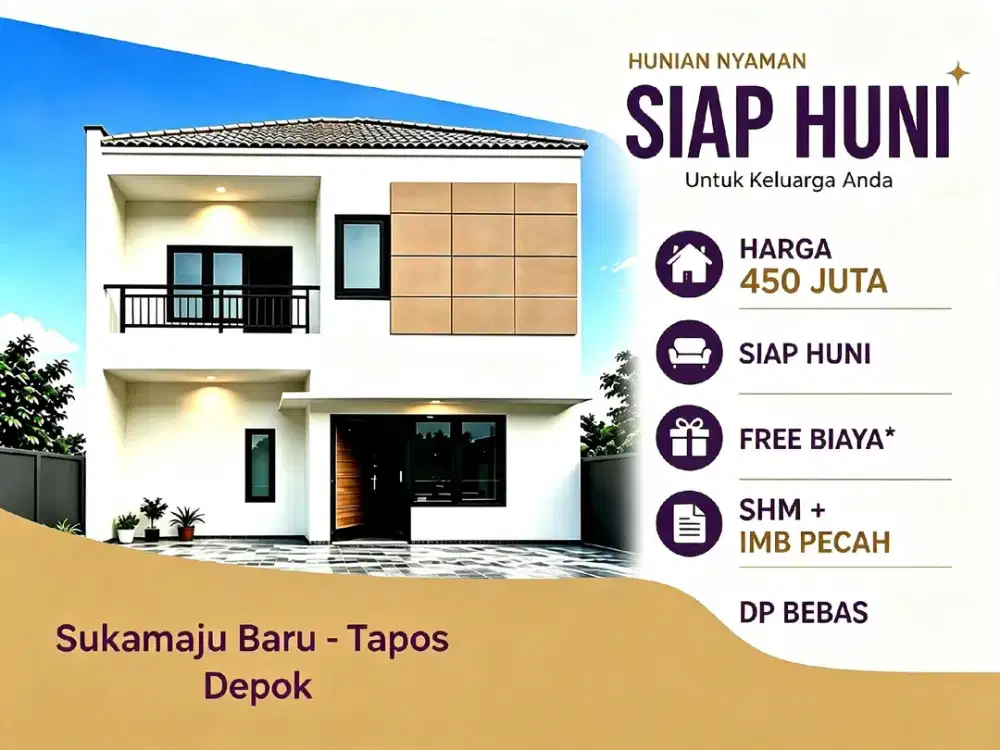 Bangunan New Telah Siap Huni Dekat LRT Harjamukti di Sukamaju Baru Tapos Depok