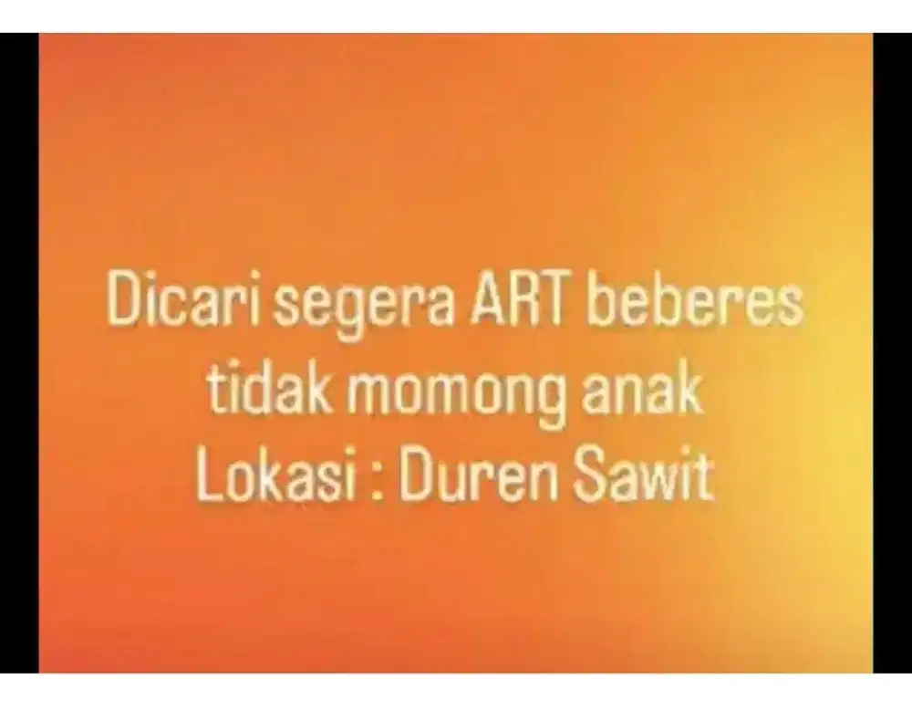 Dicari ART urus rumah & masak