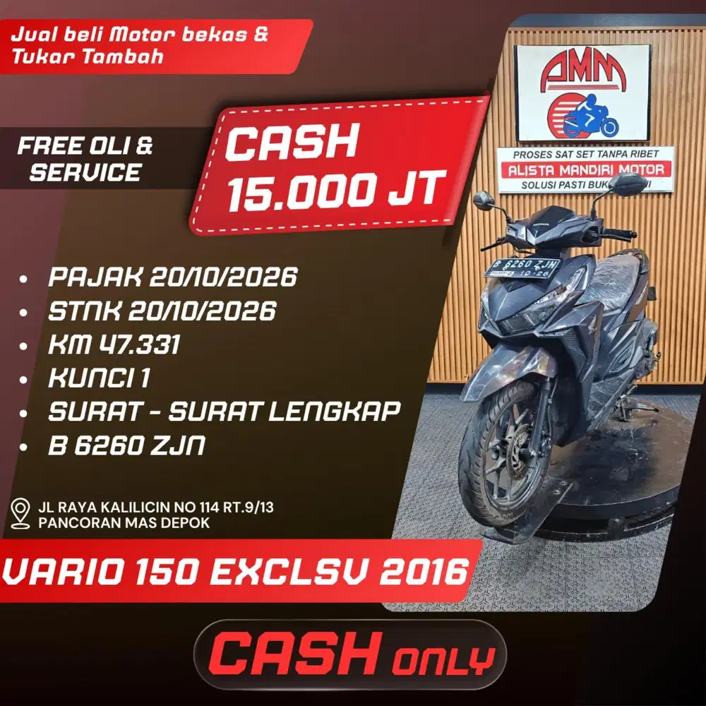 VARIO 150 EXCLSV 2016 PAJAK HIDUP CASH ONLY ALISTA