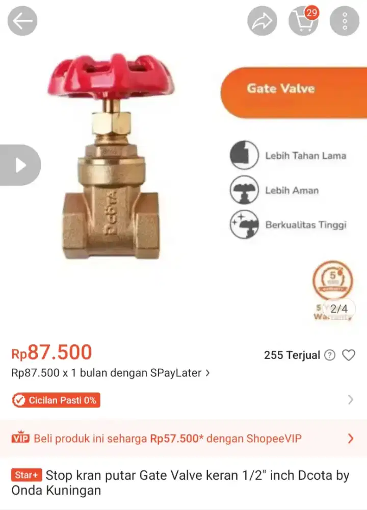 Dcota Gate Valve 1/2 Inch Drat Dalam