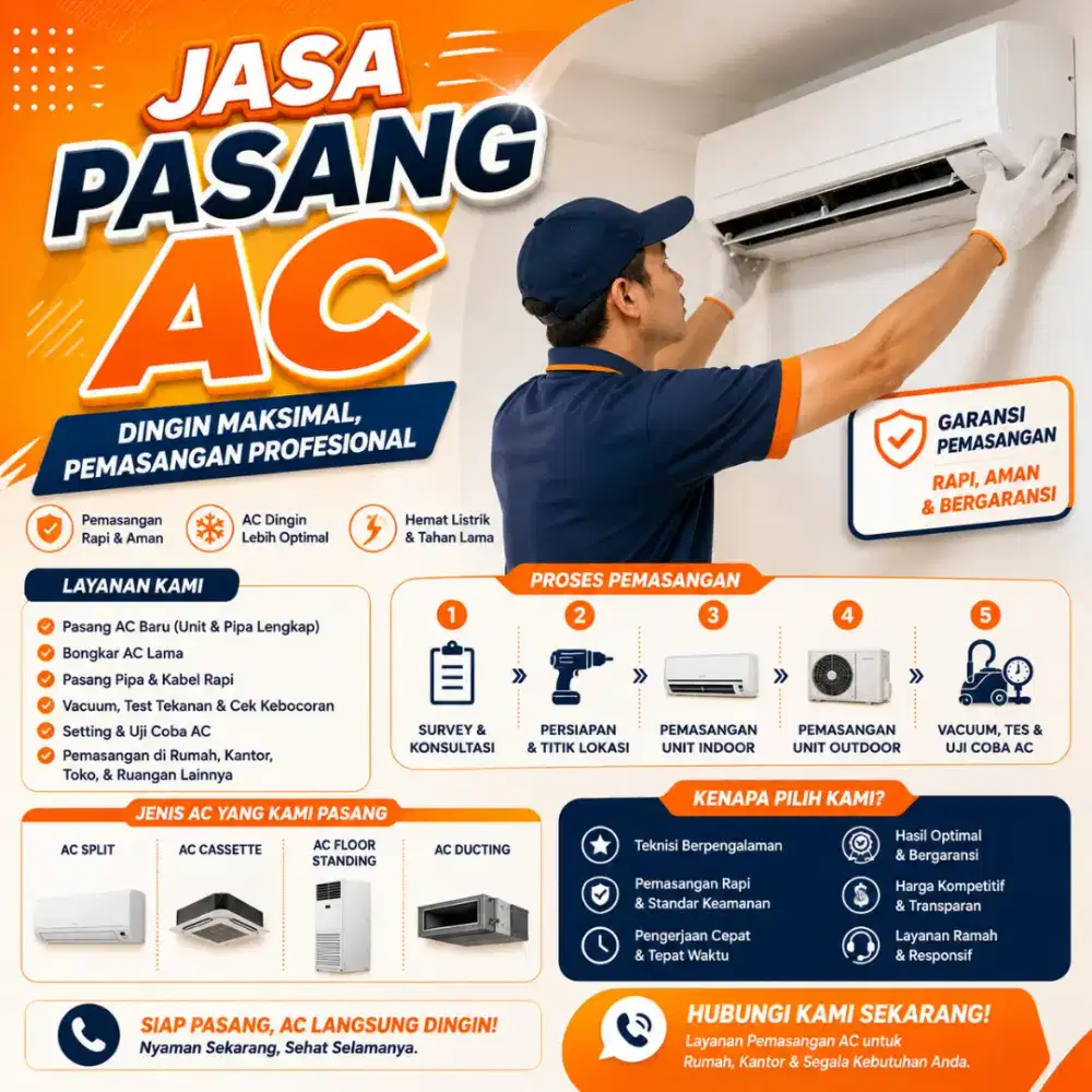 Jasa pasang AC perbaikan kulkas mesin cuci pompa air