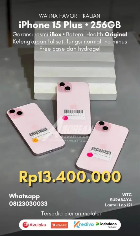 Second Iphone 15 plus 256 gb ibox pink