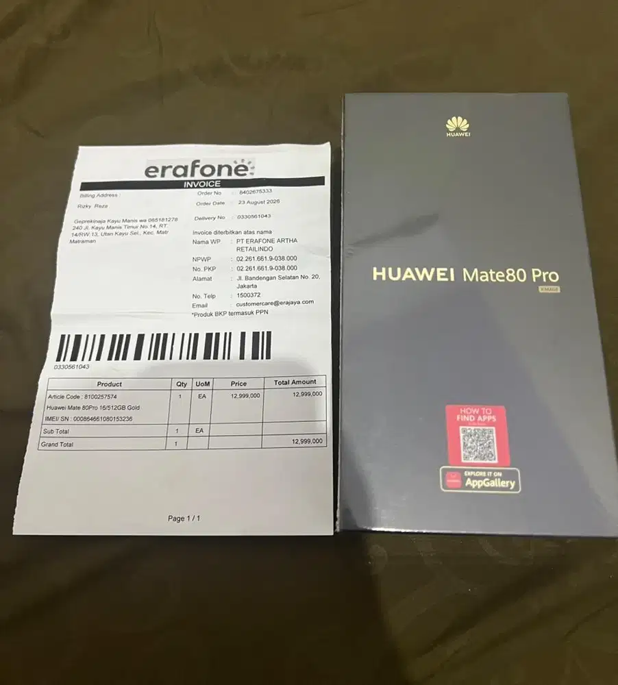 Huawei mate 80 pro ram 16/512GB full sma nota