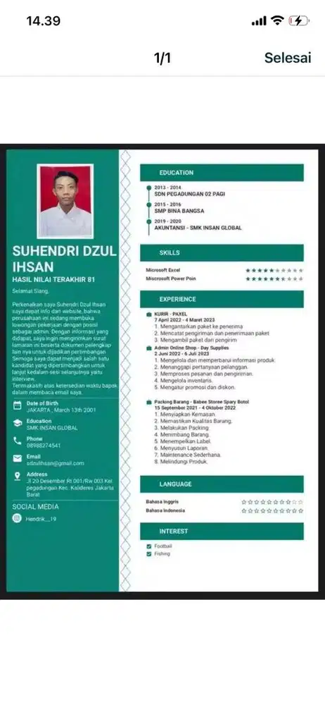 Saya sedang mencari pekerjaan