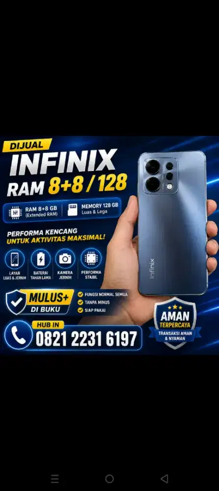 Di jual han phone Infinix  Ram 8+8 / 128