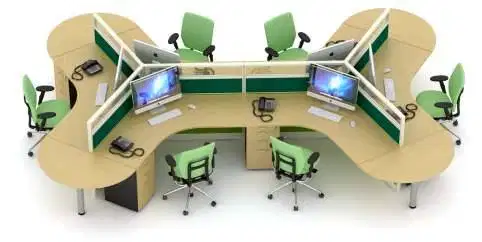 PARTISI KANTOR RUANG KERJA PARTISI SETENGAH KACA T. 120 CM 6 STAFF