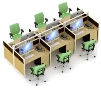 PARTISI KANTOR WORKSTATION FULL FABRIC T. 100 CM 6 STAFF BERHADAPAN