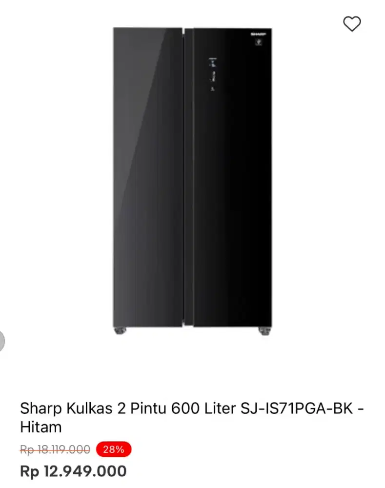 KULKAS SHARP SBS 600 LTR SJ-IS7PGA-BK