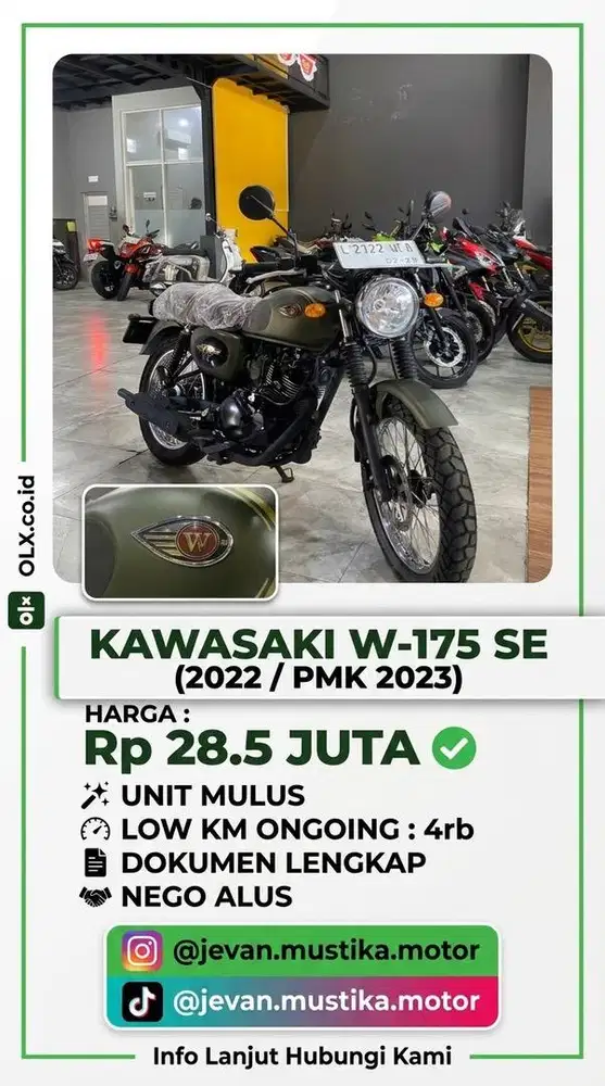 Classic Look, Kondisi Istimewa! Kawasaki W-175 SE 2022
