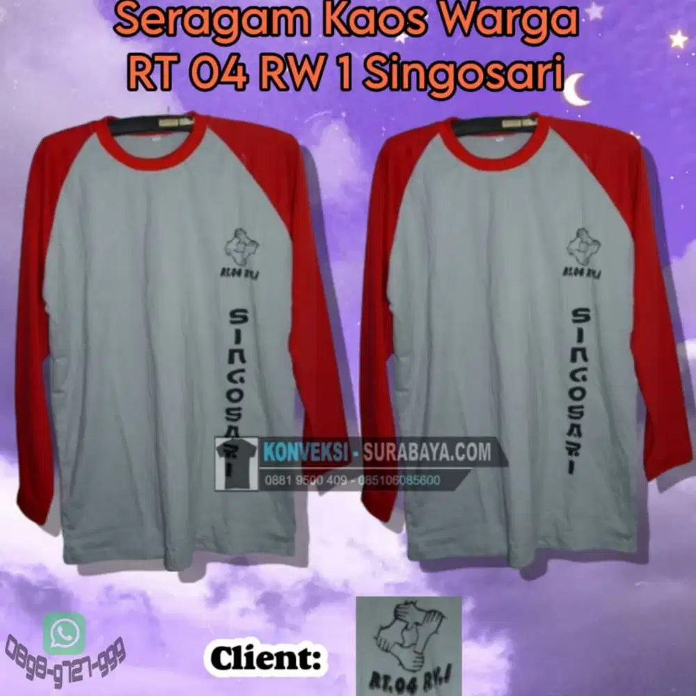 Pabrik Kaos Seragam Warga Custom Surabaya - Bebas Pilih Bahan & Warna