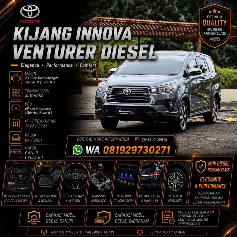 Toyota Kijang Innova Venturer Diesel 2.4 AT 2022 / Odo 68rbu Kilometer