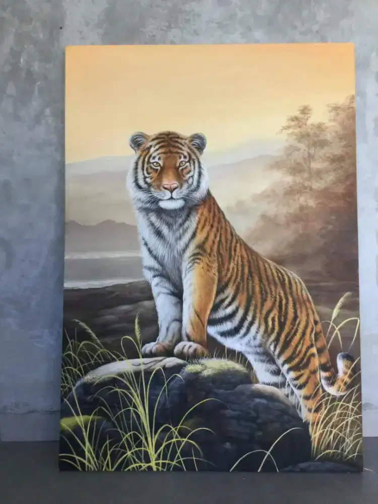 Dijual lukisan kanvas harimau 90x130 cm