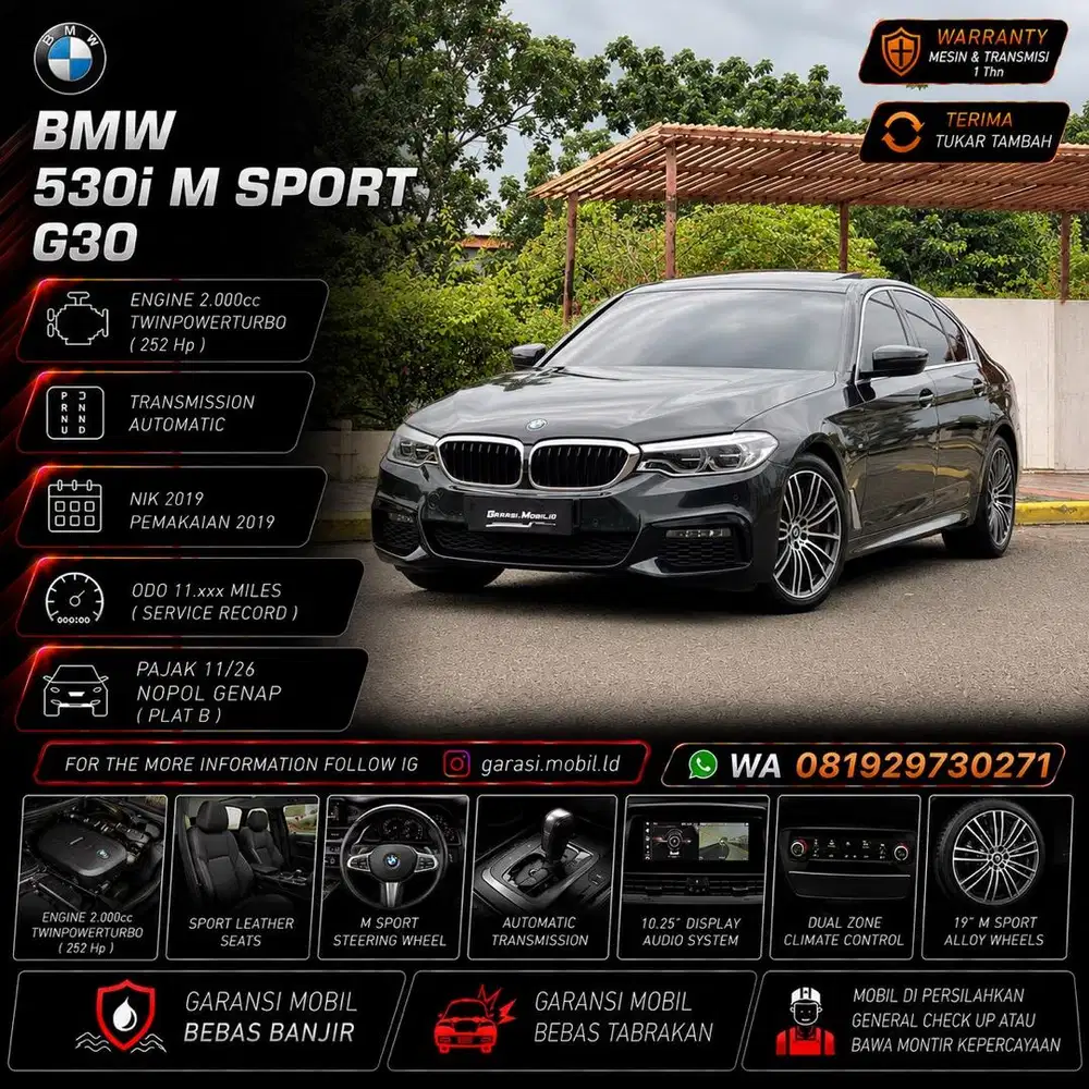BMW 530i M Sport G30 2019 / Odo 11rbu Miles