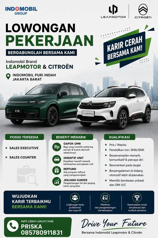 Lowongan pekerjaan sales counter dan sales executive