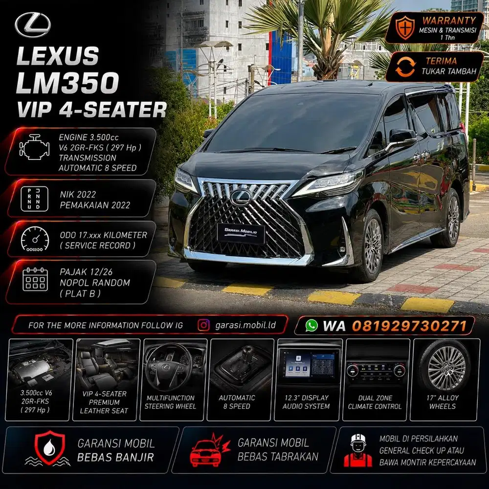Lexus LM350 Vip 4 Seater 2022 / Odo 17rbu Kilometer