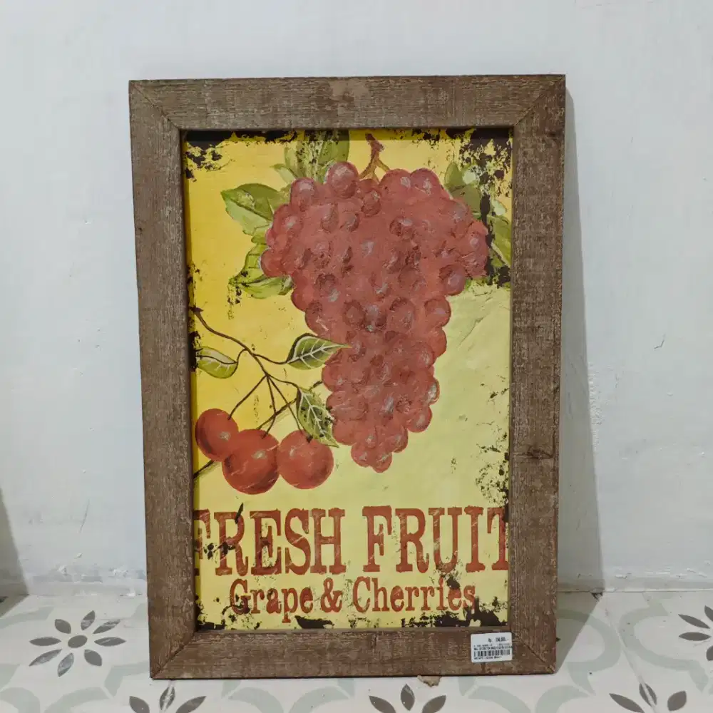 Hiasan Dinding Kayu Informa Original Vintage Fresh Fruit 35x50cm