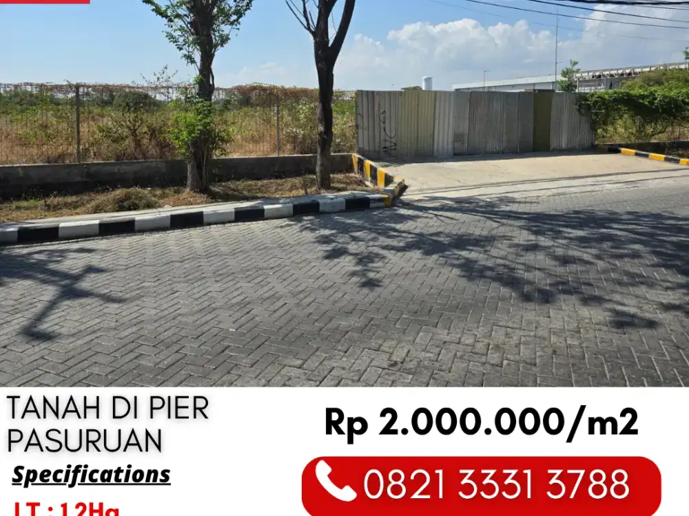 Dijual Tanah Siap Bangun 2 Juta/m2 di 0 Jalan Raya Rembang PIER Pasuruan