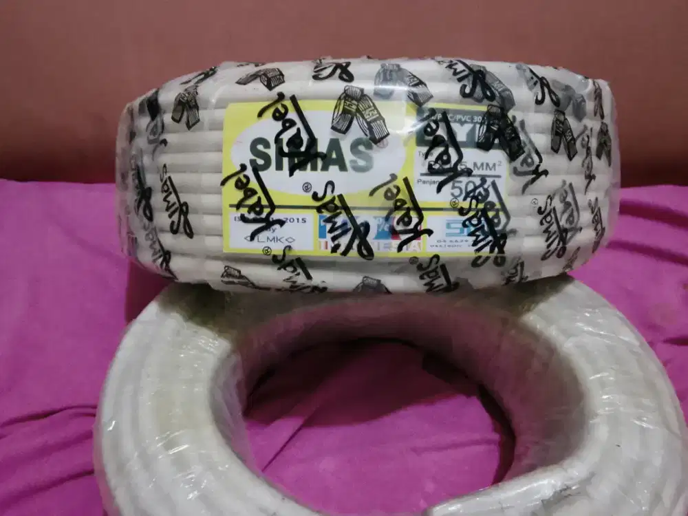 Kabel listrik Simas 2x1,5 kawat tembaga 50 Yard