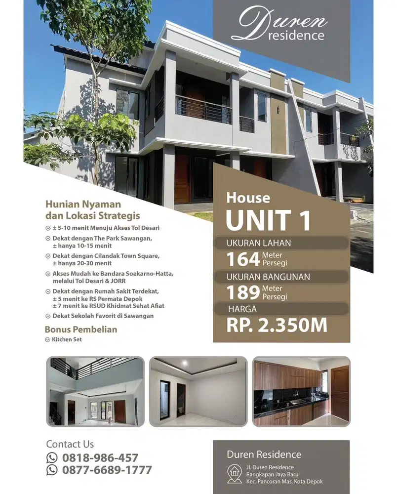Rumah Dijual Brand New Rumah Unit 1 @Duren Residence