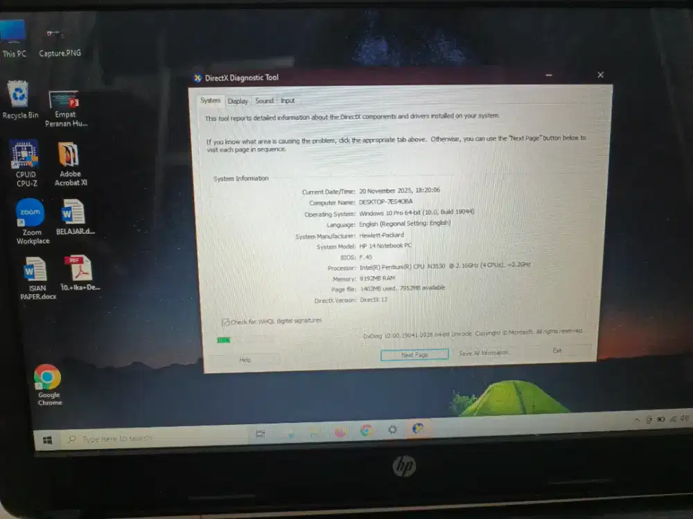 HP 14-r021TU,  RAM 8/512GB BEKAS