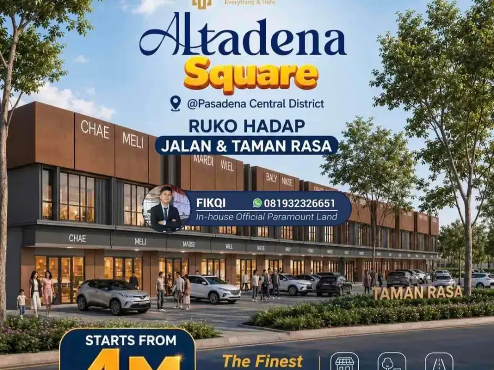 Ruko Altadena Square sebrang taman rasa hadap jalan pusat kuliner teramai