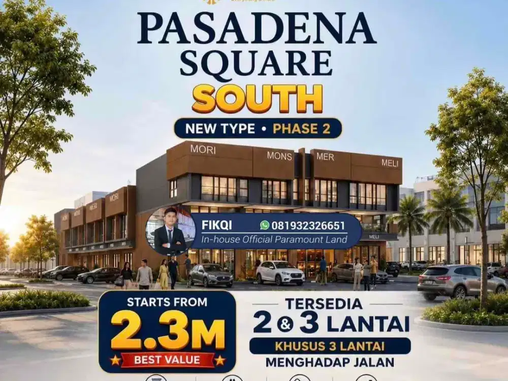 Ruko Pasadena Square South Sebrang Taman Rasa dan Ranch Market bisa Cash Bertahap 120x ke Developher