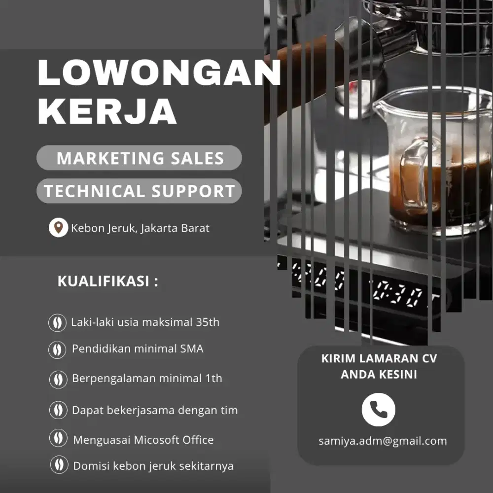 LOWONGAN KERJA TEHNICAL SUPPORT DAN MARKETING SALES