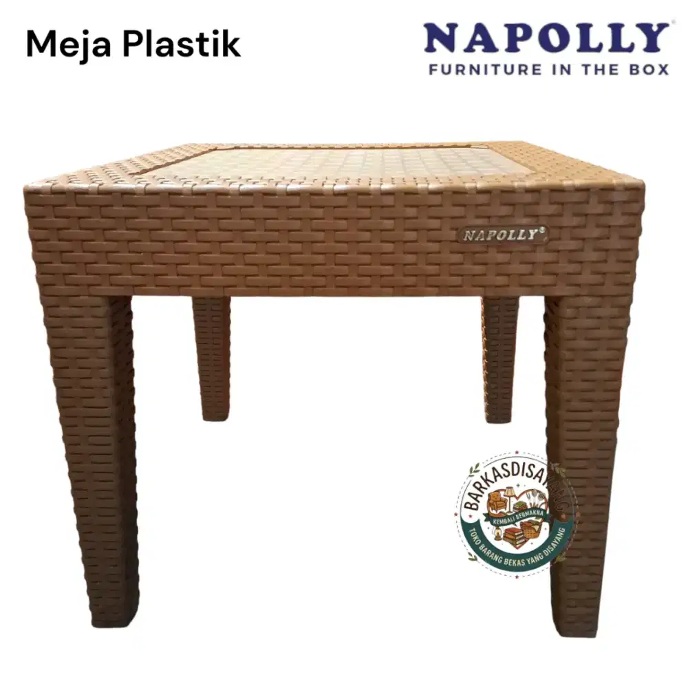 MEJA KOPI MEJA TERAS MEJA TAMU PLASTIK MOTIF ROTAN SINTETIS NAPOLLY