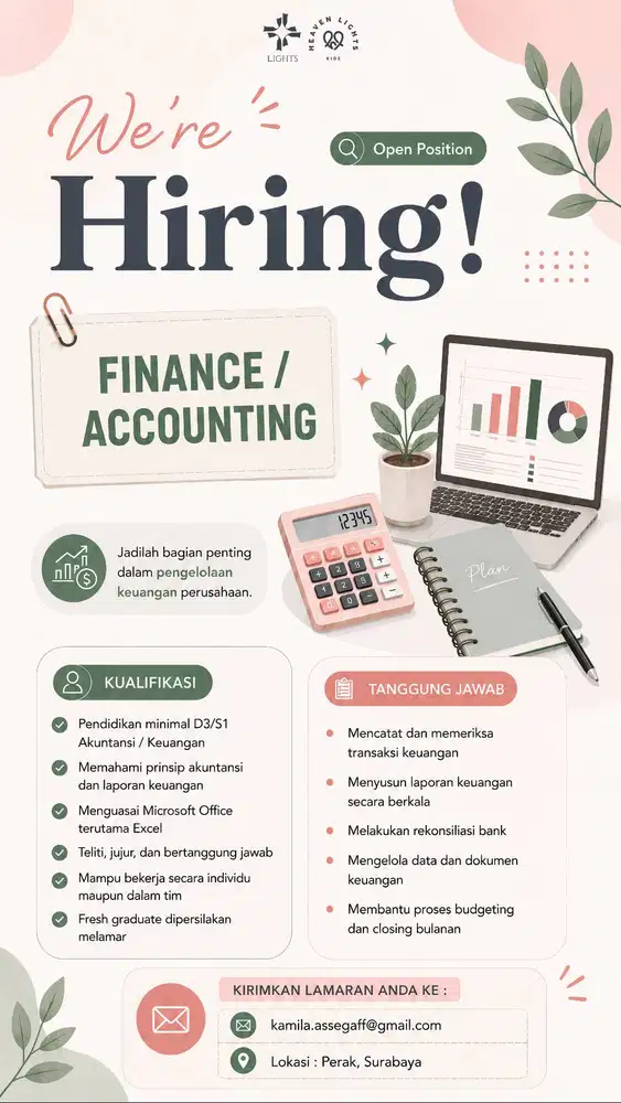 LOWONGAN KERJA – FINANCE / ACCOUNTING / KEUANGAN / AKUNTANSI
