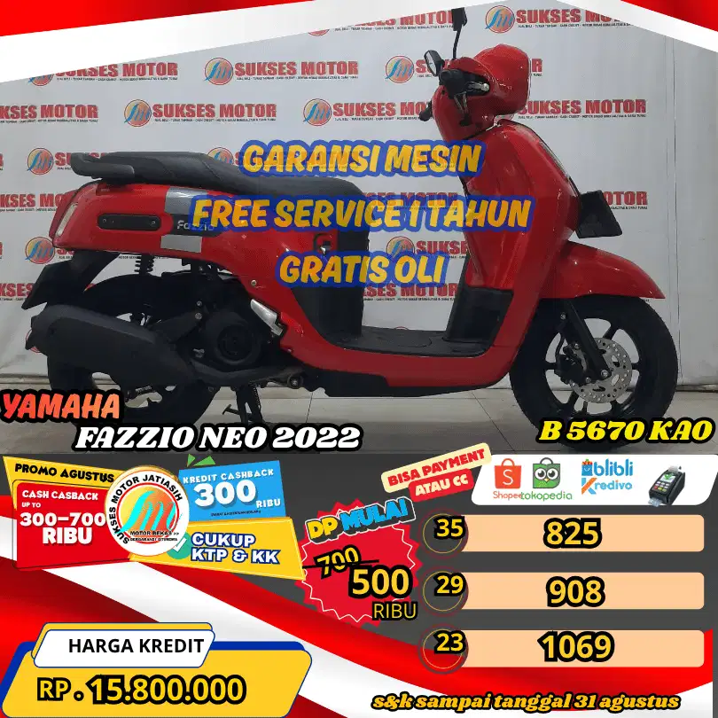 FAZZIO NEO 2022  BISA PAYMENTSPYLATER KREDIVO & CC (SUKSESMOTOR)