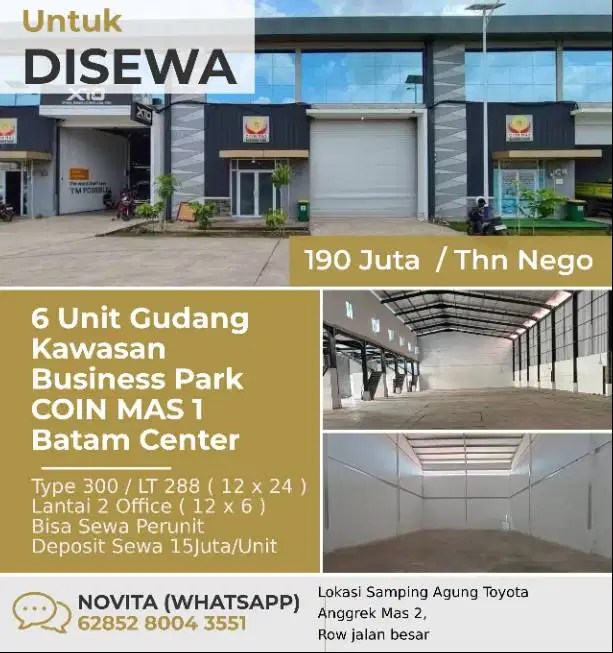 6 Unit Gudang Siap Pakai Di Business Park COIN MAS 1 Batam Center