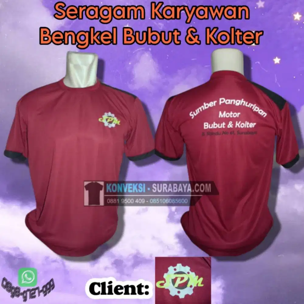Konveksi Pembuat Kaos Seragam Bengkel Surabaya -Harga Nego Sampai Deal