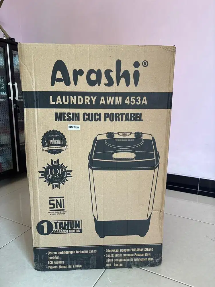 MESIN CUCI 1 tabung merek ARASHI AWN453A