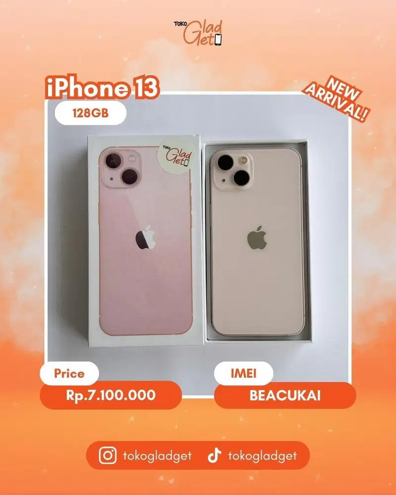 iPhone 13 Basic 128 Gb ex BEACUKAI RESMI (PINK)