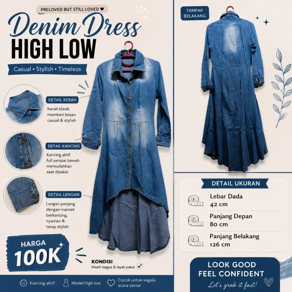 Denim dress high low