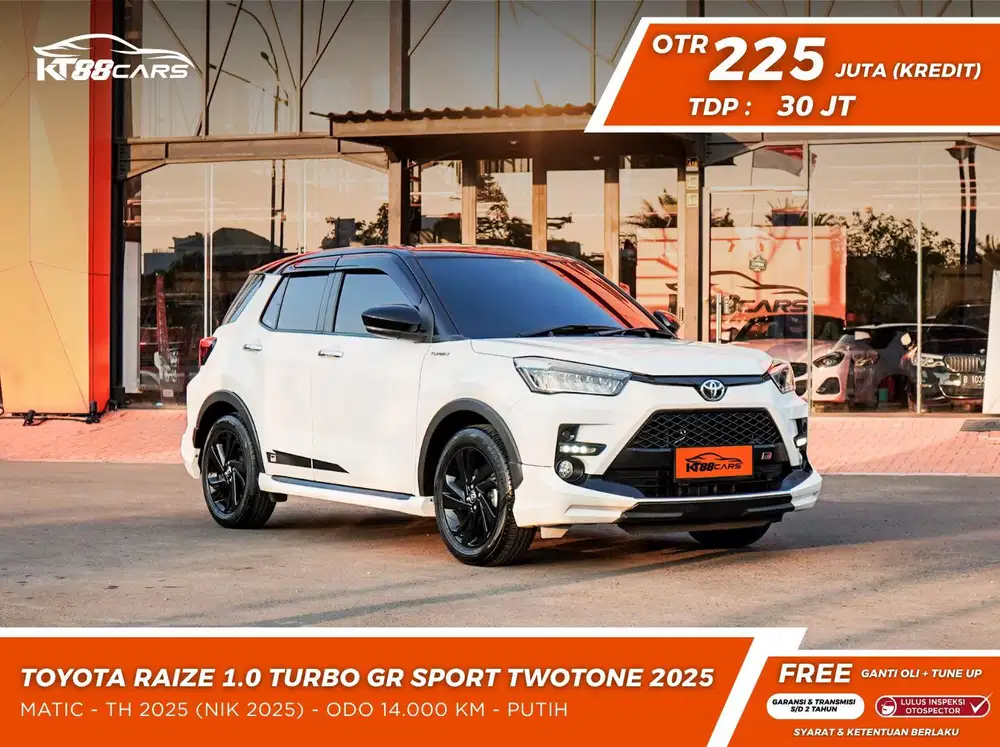 [BERGARANSI] TOYOTA RAIZE 1.0 TURBO GR SPORT TWOTONE TAHUN 2025 PUTIH