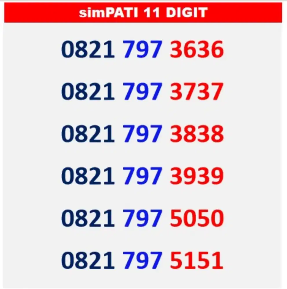 Simpati 11 digit aba abab