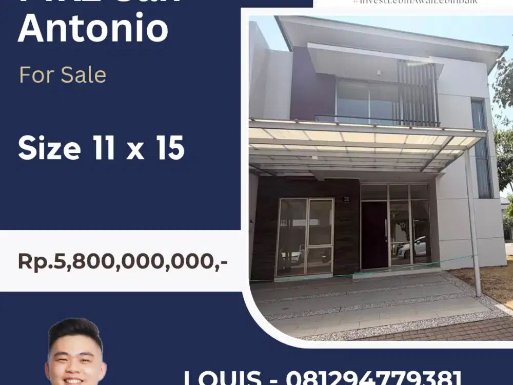 JUAL RUMAH HOEK TERMURAH PIK2 SAN ANTONIO 11 X 15