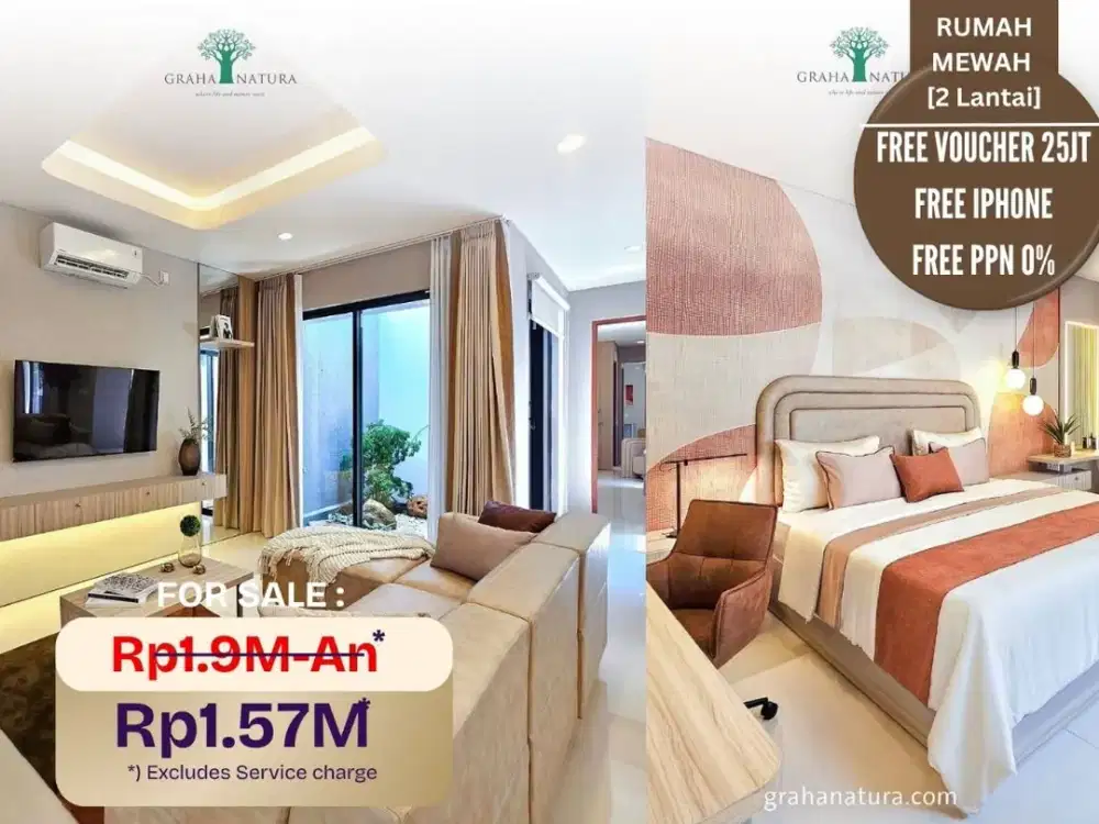 Gratis IPHONE. Rumah dijual 1M-An GRAHA NATURA [2 Lantai] Lontar PTC House for sale. bisa cicilan KPR