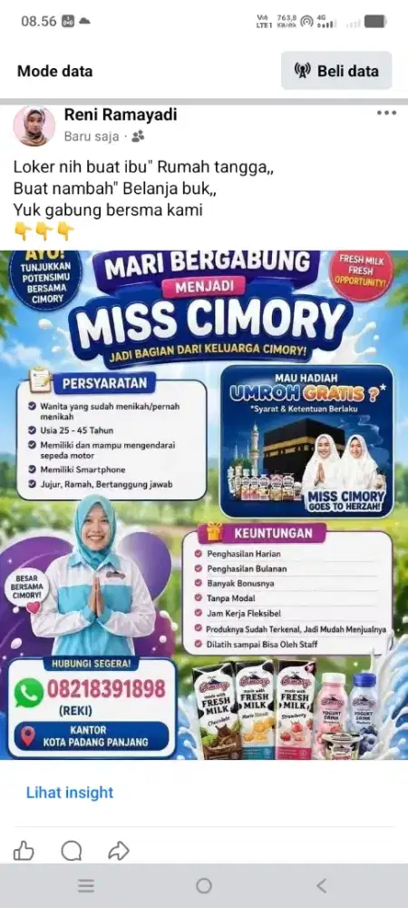 Lowongan Mitra Miss Cimory
