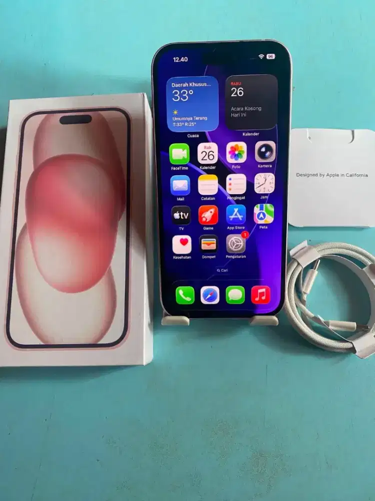 Iphone 15 128gb pink inter all operator fulset likenew no minus