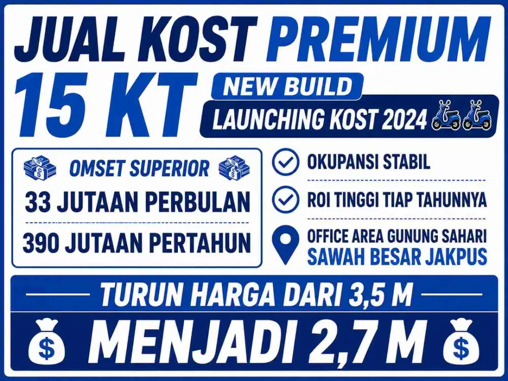 JUAL KOSAN PREMIUM GUNUNG SAHARI SAWAH BESAR